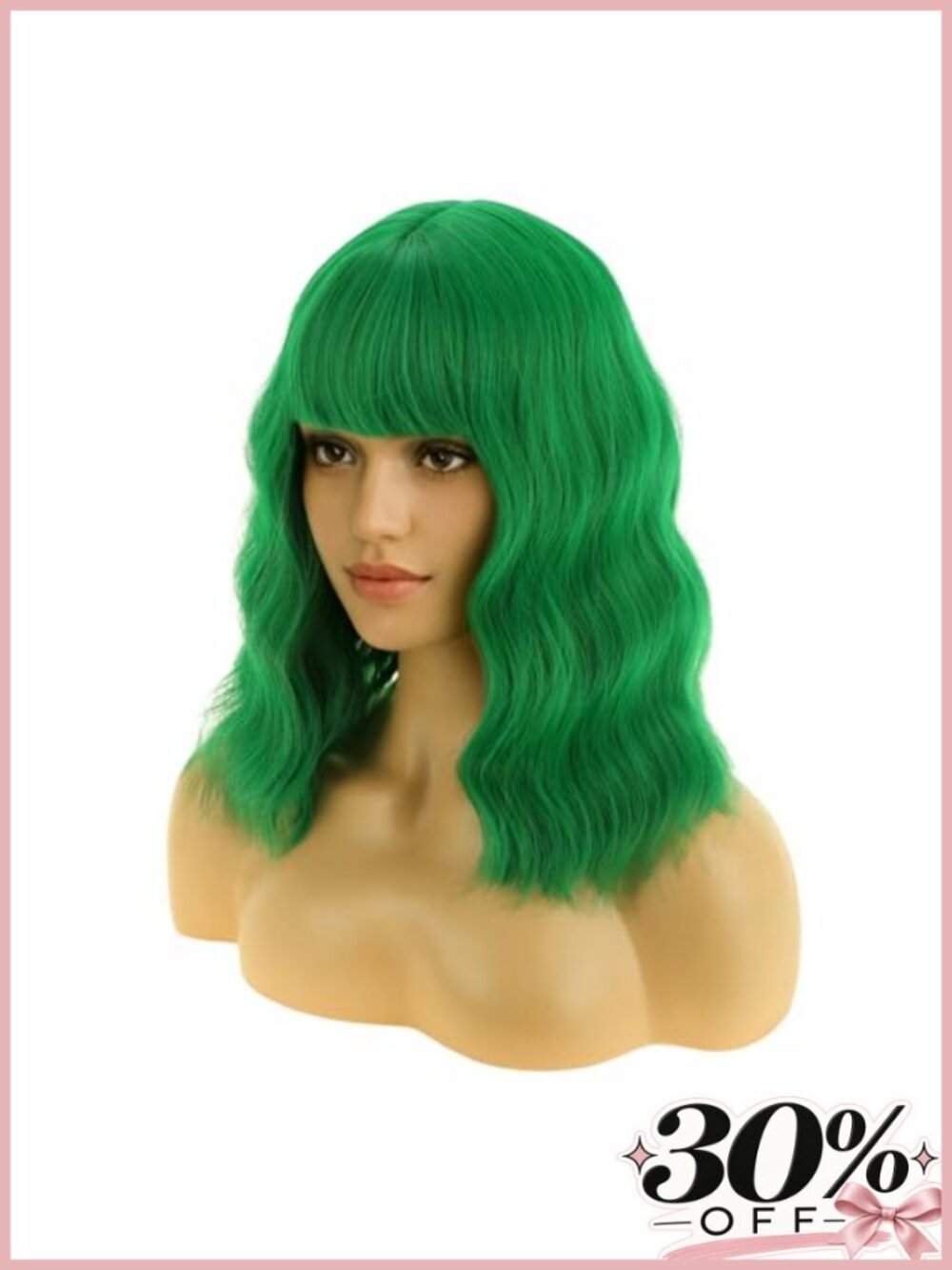 Short Curly Wig with Bangs Heat Resistant Synthetic 14" for Daily Party